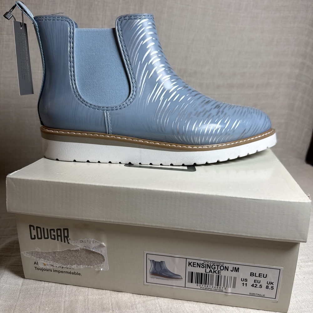 Cougar x Jill Malek Kensington Blue Waterproof Rain Boots RAINSHINE Sz 11 NEW